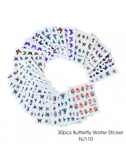 1 zestaw lato kolorowe Silder Butterfly wzory naklejki do paznokci znak wodny DIY kolorowe porady kalkomanie do paznokci narzędz