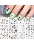 12 sztuk czarne litery suwaki do paznokci mieszane seksowna dziewczyna waterkalkomania Nail artystyczny Manicure Decor folia Fil