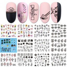 12 wzorów Nail Art suwak czarny kwiat z koronką Full Wrap naklejka woda Transfer naklejka Decor polski Manicure tatuaż LABN1213-