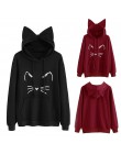 JAYCOSIN bluzy damskie z długim rękawem bluzy z kapturem w stylu kota bluza pulowerowe topy bluzka pulower z kapturem Poleron mu