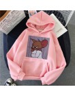 Bluza z kapturem w stylu harajuku dla dziewczynek Cat Mouse biała i różowa topy z kapturem damska bluza z długim rękawem zimowe 
