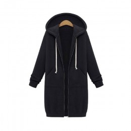 Plus rozmiar ponadgabarytowych bluzy bluza bluzy z kapturem na zamek długa kurtka damska płaszcz 2019 kieszenie Zip Up bluzy wie