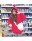 MISSKY jesień zima kobiety bluza jednolity kolor śliczne Teletubby projekt bluza bluzy z kapturem luźny sweter na co dzień cały 