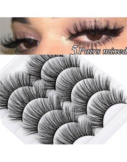 5 pairs 5D rzęsy z norek naturalne sztuczne rzęsy rzęsy miękkie sztuczne rzęsy makijaż hurtownia