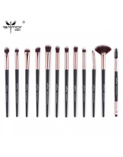 Anmor pędzle do makijażu zestaw 3-12 sztuk/partia Eye Shadow mieszanie Eyeliner brwi makijaż pędzle profesjonalne Eyeshadow Brus