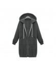 Plus rozmiar ponadgabarytowych bluzy bluza bluzy z kapturem na zamek długa kurtka damska płaszcz 2019 kieszenie Zip Up bluzy wie