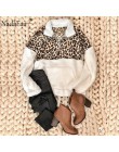 Nadafair wzór lamparta, patchworkowa Plus Size puszysta bluza damska Zip polarowa na co dzień obszerna bluza z kapturem sweter z