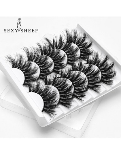 SEXYSHEEP 5Pairs 20-25mm 3D Faux Mink włosów sztuczne rzęsy naturalne/grube długie rzęsy Wispy makijaż uroda rozszerzenie narzęd