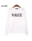 Bluzy z kapturem kobiet 2019 jesień VOGUE drukowanie solidna kolorowa bluza O Neck sweter zima kobiet dres odzież plus size