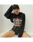 Weekeep czarny przycięte bluza z kapturem kobiety luźny łańcuch Patchwork pulower z kapturem moda Streetwear potu Femme bluzy z 