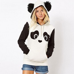 Śliczne bluzy z kapturem z pandą jesień bluza damskie swetry damskie piękny nadruk z pandą bluzy dla pań jesienne bluzy Pull Fem