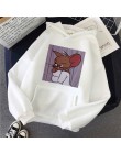 Bluza z kapturem w stylu harajuku dla dziewczynek Cat Mouse biała i różowa topy z kapturem damska bluza z długim rękawem zimowe 
