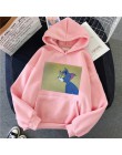 Bluza z kapturem w stylu harajuku dla dziewczynek Cat Mouse biała i różowa topy z kapturem damska bluza z długim rękawem zimowe 