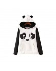 Śliczne bluzy z kapturem z pandą jesień bluza damskie swetry damskie piękny nadruk z pandą bluzy dla pań jesienne bluzy Pull Fem