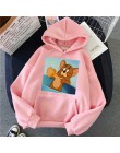 Bluza z kapturem w stylu harajuku dla dziewczynek Cat Mouse biała i różowa topy z kapturem damska bluza z długim rękawem zimowe 