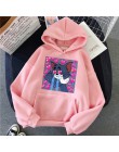 Bluza z kapturem w stylu harajuku dla dziewczynek Cat Mouse biała i różowa topy z kapturem damska bluza z długim rękawem zimowe 
