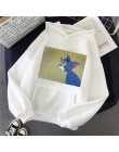 Bluza z kapturem w stylu harajuku dla dziewczynek Cat Mouse biała i różowa topy z kapturem damska bluza z długim rękawem zimowe 