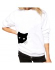 JAYCOSIN Fashion Women Casual prosty nadruk kota luźna bluza z długim rękawem wygodna miękka bluza bluzki bluzki