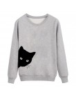 JAYCOSIN Fashion Women Casual prosty nadruk kota luźna bluza z długim rękawem wygodna miękka bluza bluzki bluzki