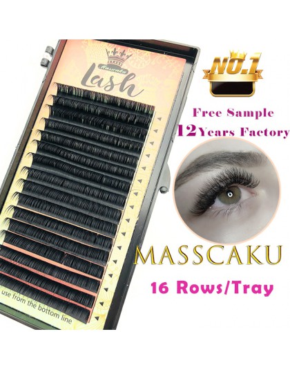MASSCAKU 16 rzędów/etui 8 ~ 16mm i mix premium naturalne syntetyczne norek indywidualne przedłużanie rzęs makijaż rzęsy profesjo