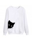 JAYCOSIN Fashion Women Casual prosty nadruk kota luźna bluza z długim rękawem wygodna miękka bluza bluzki bluzki