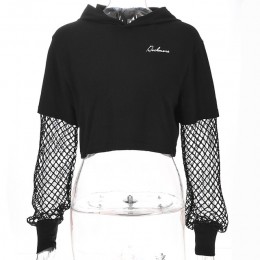 ArtSu 2019 czarna Crop Top bluza z długim rękawem kobiety bluzy z kapturem Streetwear Harajuku bluza Kpop Hoody ASHO20240