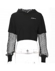 ArtSu 2019 czarna Crop Top bluza z długim rękawem kobiety bluzy z kapturem Streetwear Harajuku bluza Kpop Hoody ASHO20240