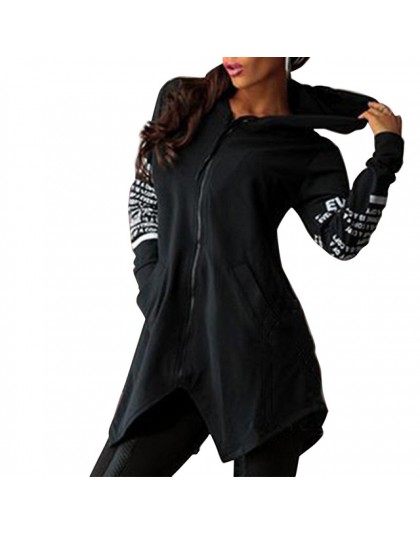 Kobiety Zipper nadruk bluzy z kapturem asymetryczny sweter sportowe litery bluza z kapturem nieregularne brzegi Casual Sport Par
