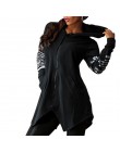 Kobiety Zipper nadruk bluzy z kapturem asymetryczny sweter sportowe litery bluza z kapturem nieregularne brzegi Casual Sport Par