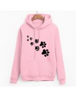 Biały różowy marka dresy femme Casual 2019 kawaii kot łapy bluzy z kapturem z nadrukami dla kobiet polar jesień zima bluza swetr
