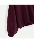 Jaycosin Fashion Women jednokolorowa na co dzień, dekolt w serek, latarnia, rękaw, bluza, Casual, fajna, szykowna, nowa bluza z 