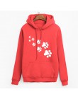 Biały różowy marka dresy femme Casual 2019 kawaii kot łapy bluzy z kapturem z nadrukami dla kobiet polar jesień zima bluza swetr