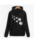 Biały różowy marka dresy femme Casual 2019 kawaii kot łapy bluzy z kapturem z nadrukami dla kobiet polar jesień zima bluza swetr
