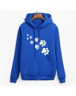 Biały różowy marka dresy femme Casual 2019 kawaii kot łapy bluzy z kapturem z nadrukami dla kobiet polar jesień zima bluza swetr