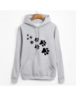 Biały różowy marka dresy femme Casual 2019 kawaii kot łapy bluzy z kapturem z nadrukami dla kobiet polar jesień zima bluza swetr