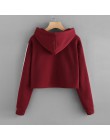 JAYCOSIN fashion krótka bluza damska w paski długie rękawy bluza z kapturem sweter z kapturem bluzy z kapturem dla kobiet