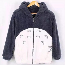 Nowy Harajuku Totoro Kawaii bluza z kapturem mój sąsiad płaszcz Cosplay polar płaszcz z uszami Harajuku słodkie kurtki boże naro