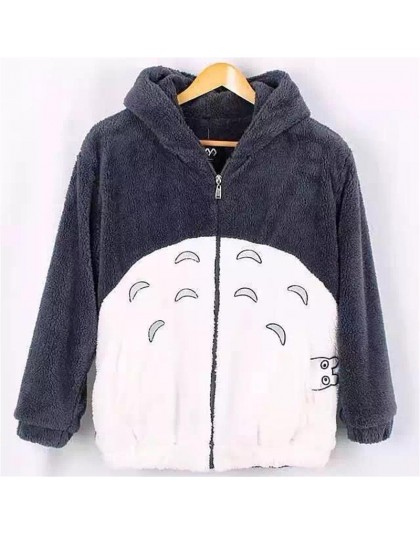 Nowy Harajuku Totoro Kawaii bluza z kapturem mój sąsiad płaszcz Cosplay polar płaszcz z uszami Harajuku słodkie kurtki boże naro