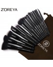 Zoreya marka 15 sztuk zestaw czarnych pędzli do makijażu oczu cień do powiek w proszku fundacja pędzel do makijażu najlepsze mie