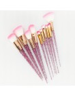 10 sztuk pędzle do makijażu z motywem jednorożca zestaw diamentowy kryształowy uchwyt mieszania fundacja Powder Eyeshadow pędzel