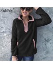 Nadafair Casual ponadgabarytowa puszysta bluza z kapturem damska świąteczna zapinana na zamek Faux zimowa bluza polarowa z kaptu