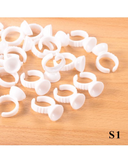 Hurtownie 50/100Pcs jednorazowe klej do przedłużania rzęs pierścienie, klej do przedłużania rzęs pojemnik na klej uchwyt klej po