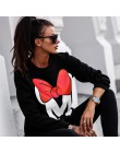 WannaThis jesienno-zimowa z długim rękawem szare bluzy damskie 2019 Mickey list drukuj O-Neck Casual luźne jednolite bluzy z kap