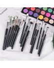 BEILI czarny 15 sztuk pędzle do makijażu naturalne koza kucyk włosy cieni do powiek Eyeliner brwi Smokey odcień zestaw szczotek