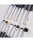 BEILI czarny 15 sztuk pędzle do makijażu naturalne koza kucyk włosy cieni do powiek Eyeliner brwi Smokey odcień zestaw szczotek