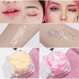 12 kolorów Glitter Shimmer Face Jewels Pigment Body Face Eye brokatowe cekiny krem łagodzący oko błyszczące Skinface cekiny Body