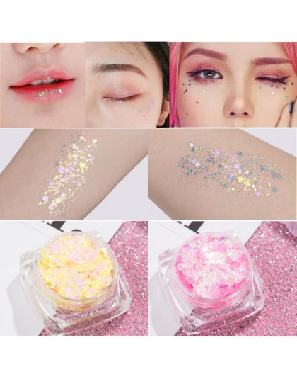 12 kolorów Glitter Shimmer Face Jewels Pigment Body Face Eye brokatowe cekiny krem łagodzący oko błyszczące Skinface cekiny Body