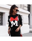 WannaThis jesienno-zimowa z długim rękawem szare bluzy damskie 2019 Mickey list drukuj O-Neck Casual luźne jednolite bluzy z kap