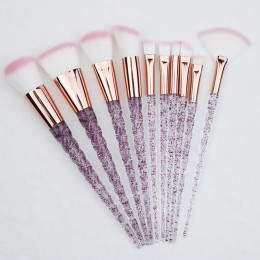 10 sztuk pędzle do makijażu z motywem jednorożca zestaw diamentowy kryształowy uchwyt mieszania fundacja Powder Eyeshadow pędzel