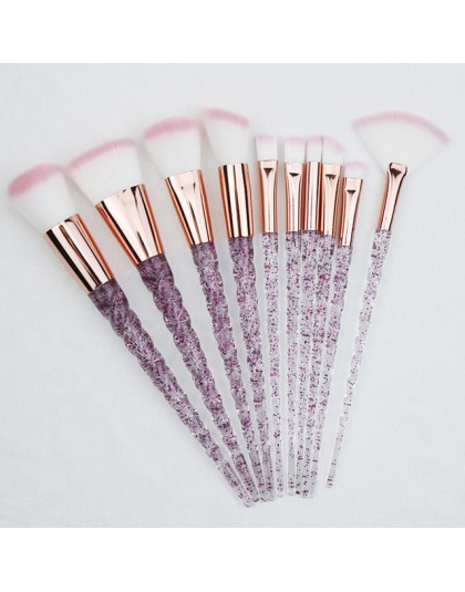 10 sztuk pędzle do makijażu z motywem jednorożca zestaw diamentowy kryształowy uchwyt mieszania fundacja Powder Eyeshadow pędzel
